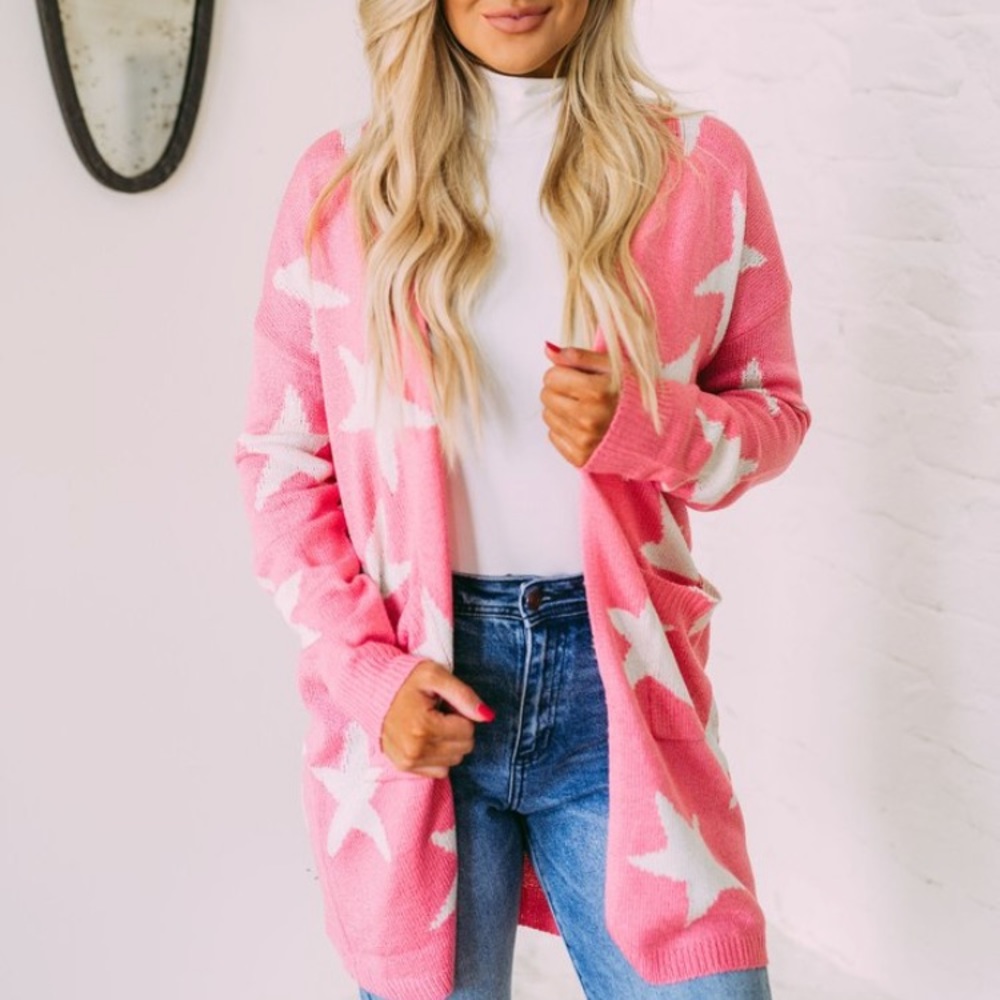 THESE THREE BOUTIQUE | star print cardigan sweater